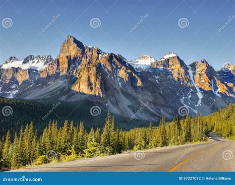 Sunrise At Rocky Mountains Banff Np Alberta Canada Stock Photo