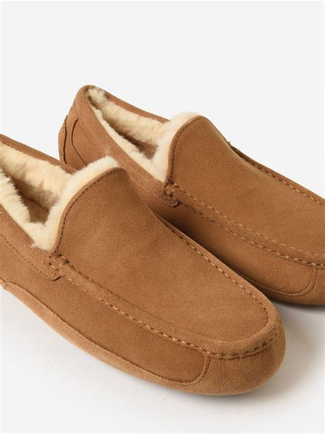 New Ugg Mens Ascot Wool Suede Lined Moc Slippers 1101110 Chestnut Suede 10us Ebay