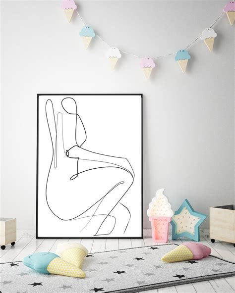 Nude Woman Line Drawing Femine Body Line Art Nude Woman Print Etsy