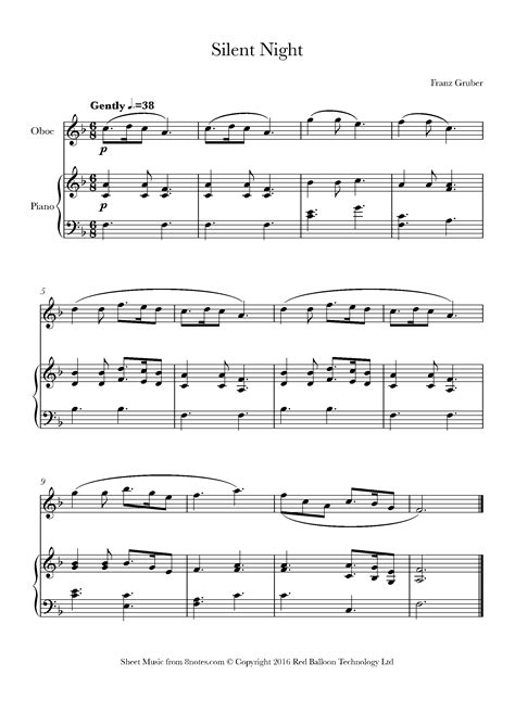 Silent Night Sheet Music For Oboe