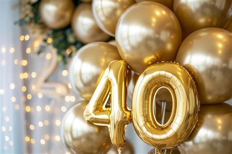 Premium Photo Happy Th Birthday Gold Helium Birthday Balloons At A