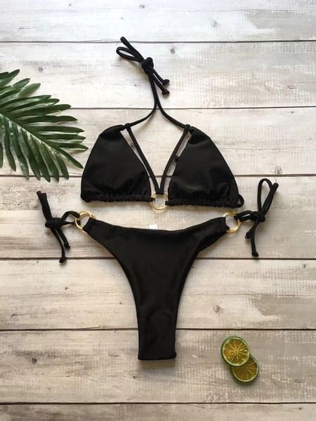 Explosive Sexy Solid Color Metal Ring Bikini NHHL145502