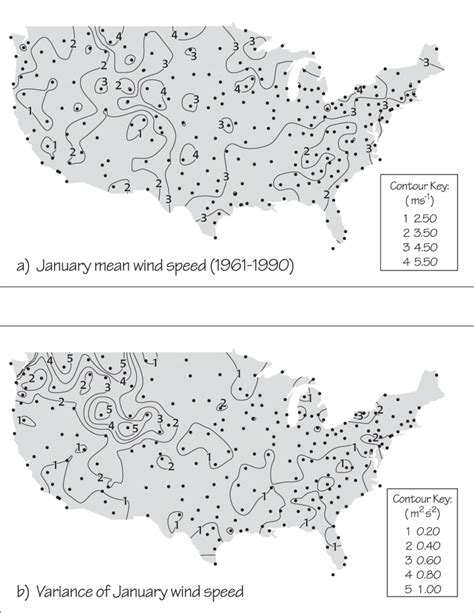 A January Mean Wind Speed For The Period 1961 1990 The Dots Are The