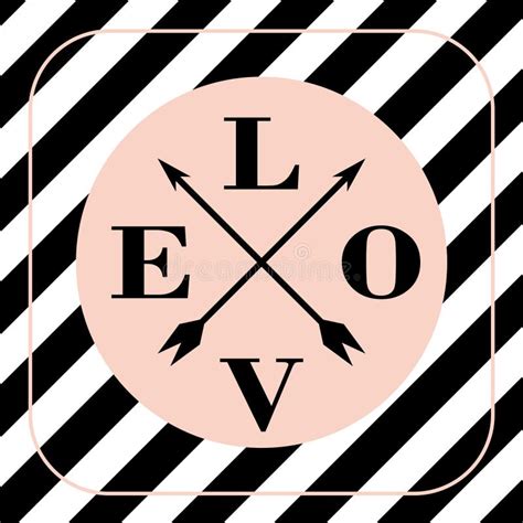 Vector Text Love And Black Stripes Pink Stock Illustration