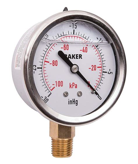 Baker Avnc Hg Pressure Gauge Hg Vac Industrial Pressure