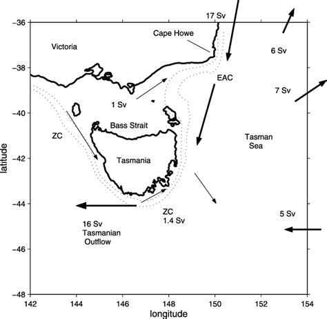 The Domain Of Interest Featuring Bass Strait And The Tasman Sea The Download Scientific