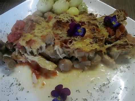 Recette De Filets De Colin Aux Champignons Sauce Tomates Gratin S