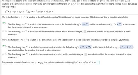 Solved A Homogeneous Second Order Linear Differential Chegg