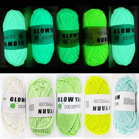 5 Pcs Glow In The Dark Yarn Sewing Supplies 55yd For Crocheting For