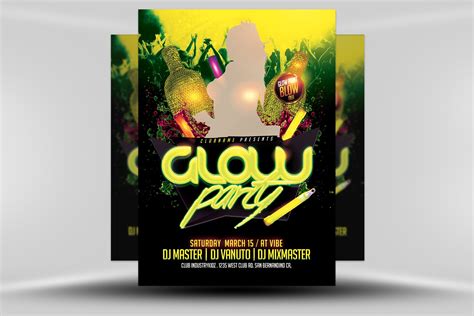 Glow Neon Party Flyer Template Flyer Templates Creative Market