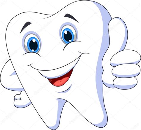 Cute Tooth Cartoon Thumbs Up Stock Vector Tigatelu