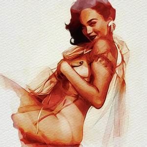 Vintage Nude Pinup Painting By Esoterica Art Agency
