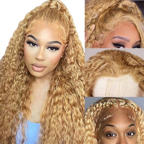 Amazon KINSNOW Blonde X Water Wave Lace Front Wigs Human Hair