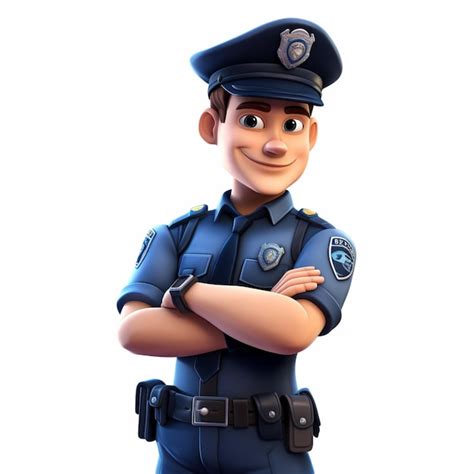 Premium Ai Image Police Officer 2d Cartoon Illustraton On White