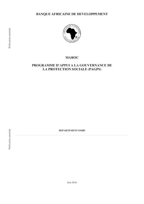 Pdf Banque Africaine De Developpement Maroc Programme D Appui A La