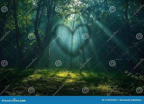 Sunlight Creates Heart Shaped Spotlight On Forest Floor Through Dense