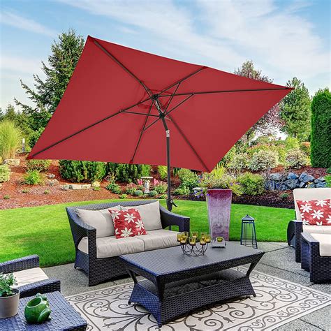 Pure Garden 10 Ft Rectangular Patio Umbrella Red 50 Lg1274 Best Buy