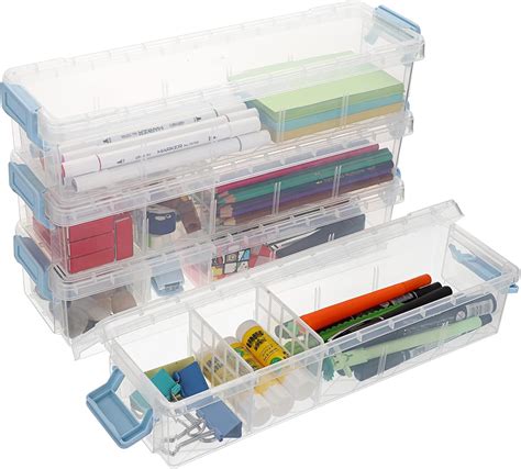 Amazon Btsky Clear Plastic Pencil Box Adjustable Double Deck