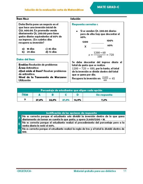 Soluci N De La Evaluaci N Corta De Matem Ticas Para Graduandos Mate