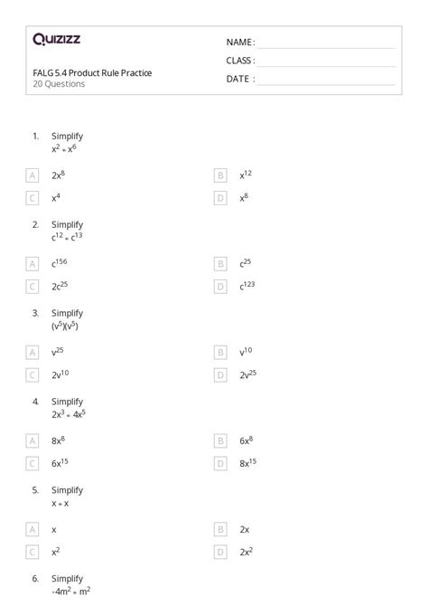 50 Product Rule Worksheets For 9th Grade On Quizizz Free And Printable