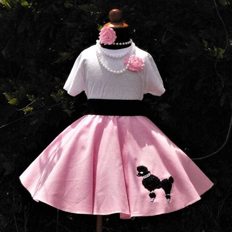 Retro 50s Sock Hop Pink Circle Skirt With Black Poodle Pink Poodle