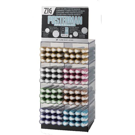 Zig Posterman Waterproof Bullet 2mm Tip 8 Dozen Metallic Marker Display Case