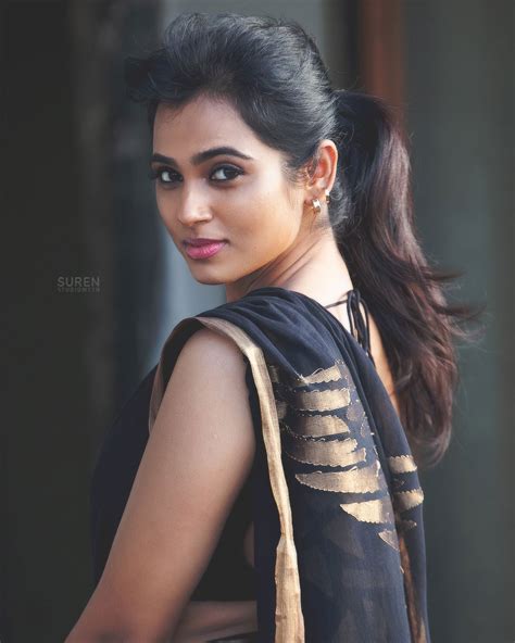 Ramya Pandian In Black Silk Saree Photos South Indian Actress