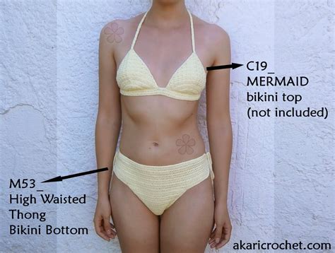 High Waisted Thong Bikini Bottom Crochet Pattern M53 Etsy
