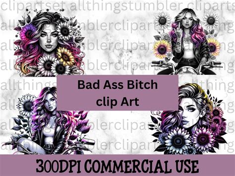Bad Ass Bitch Clip Art Girl With Tattoos Art Commercial Use Clip Art Create Your Own Designs