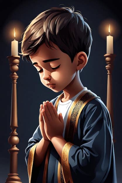 Premium Photo Vector Moslem Boy Praying Dua