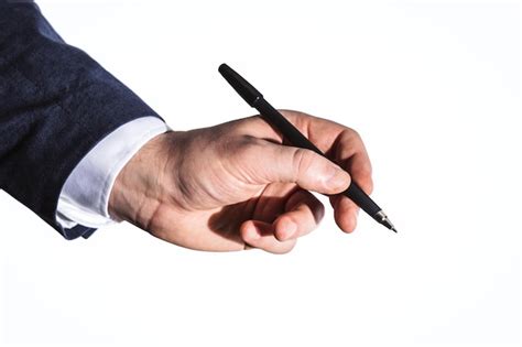 Premium Photo Businessman Hand With Pen Isolated On White Background