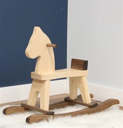 Toddler Rocking Horse Natural And Walnut Handcrafted Blogknakjp