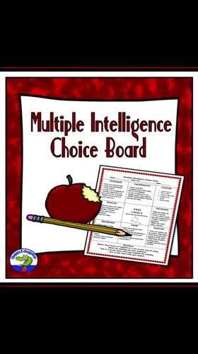 Multiple Intelligences Menu Choice Board And Easel Activity Problem