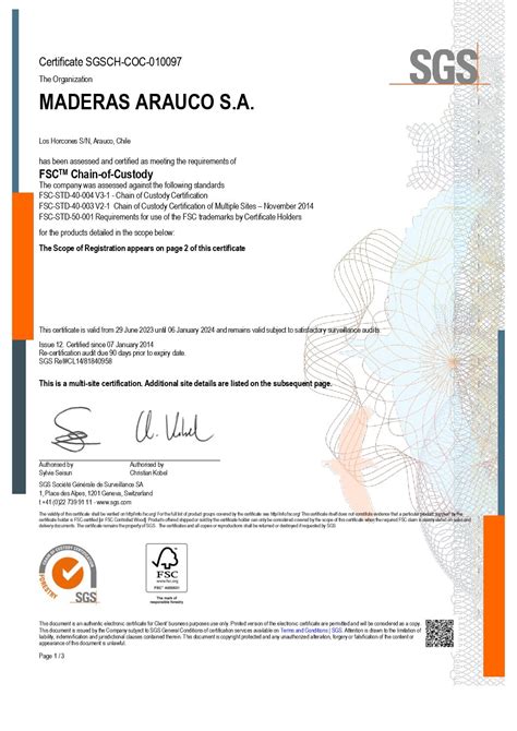 Issue12 Certificado FSC COC Maderas Arauco Ene 2024 Arauco Europe