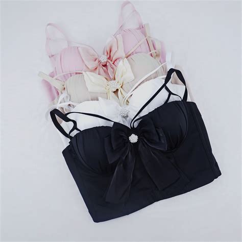 Fashion Cute Breathable Gathered Adjustable Bow Fishbone Sexy Bra Lingerie Sexy Lingerie And