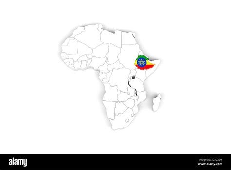 Africa 3d Map With Borders Marked Ethiopia Area Marked With Ethiopia