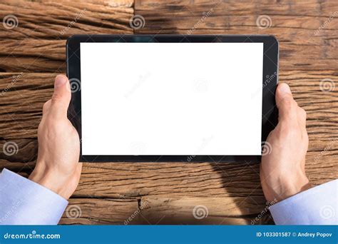 Person Holding Digital Tablet Stock Image Image Of Businessperson