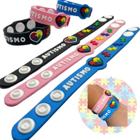 Pulseira Para Autista - Pulseira Identificação Autismo em Silicone 19cm Tamanho Ajustável ...