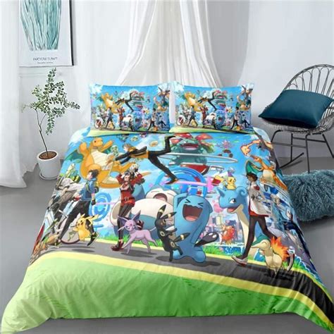 Parure De Lit Pok Mon D Pikachu Pour Enfant Housse De Couette Et