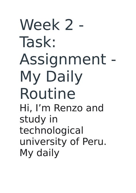 Tarea Ingles Rutina Ssss Week Task Assignment My Daily