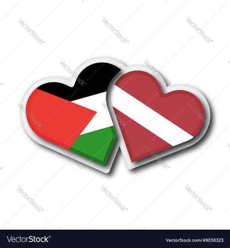 Palestine vs latvia flag heart shape Royalty Free Vector