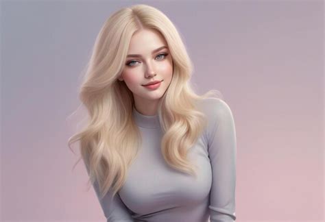 Beautiful Blonde Woman With Long Curly Hair Premium AI Generated Image