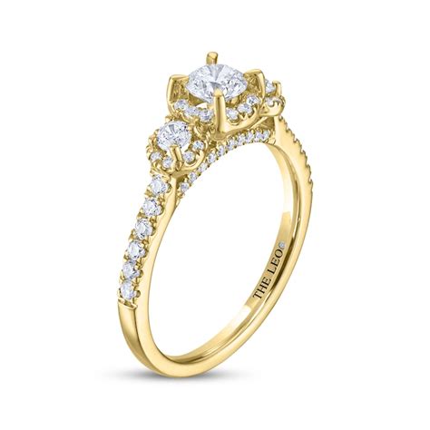 The Leo Diamond Round Cut Three Stone Engagement Ring 7 8 Ct Tw 14k