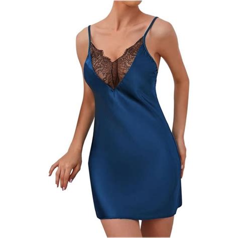 Femmes Soie Fronde Robe De Nuit Dentelle Nuisette Lingerie V Tements De Nuit Chemise De Nuit