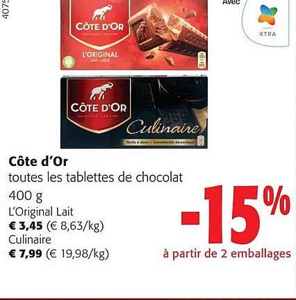 Promo C Te D Or Toutes Les Tablettes De Chocolat L Original Lait