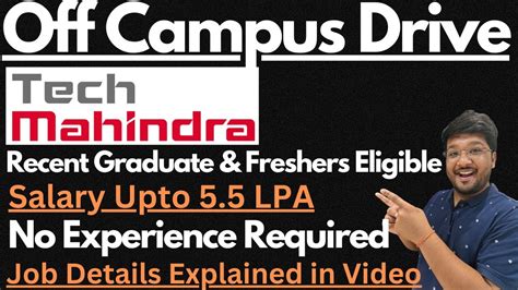 Tech Mahindra Off Campus Drive For Students Salary Upto Lpa