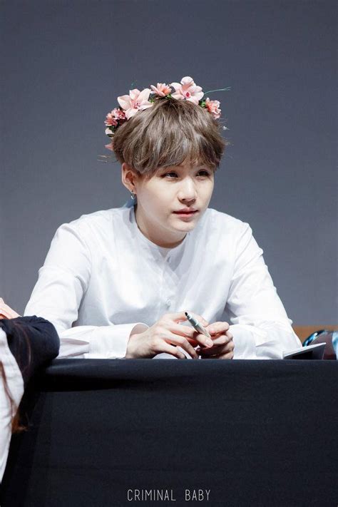 Download Suga Bts With Flower Wallpaper