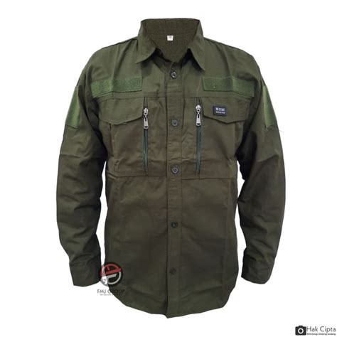 Kemeja Tactical Panjang Hijau Olive / Hijau Army / Kemeja W-TAC Army ...