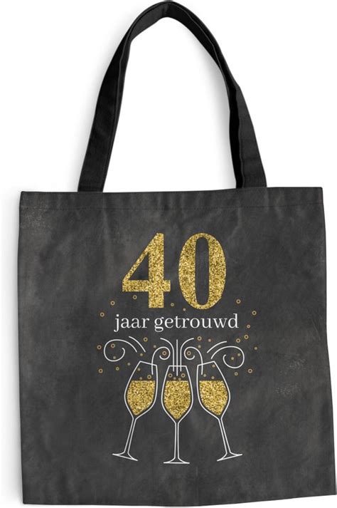 Schoudertas Strandtas Shopper Huwelijk 40 Jaar Getrouwd Quotes