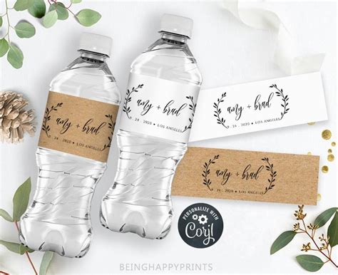 Water Bottle Wrapper Template Welcome Bag Favor Rustic | Etsy